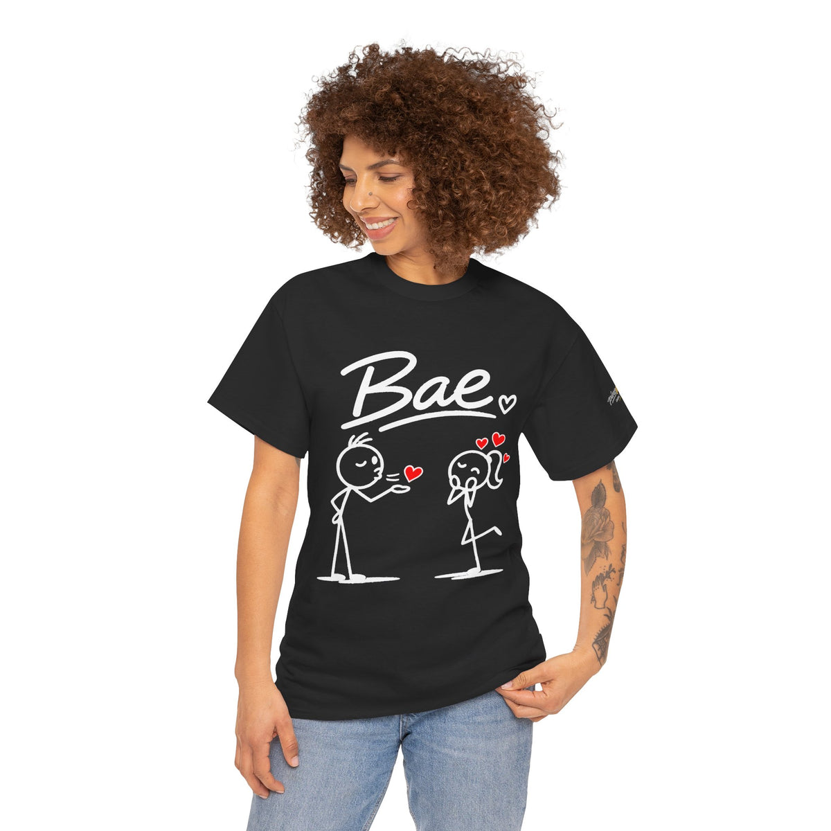 "Bae" Stick Figure Couple T‑Shirt — Cute Romantic Tee
