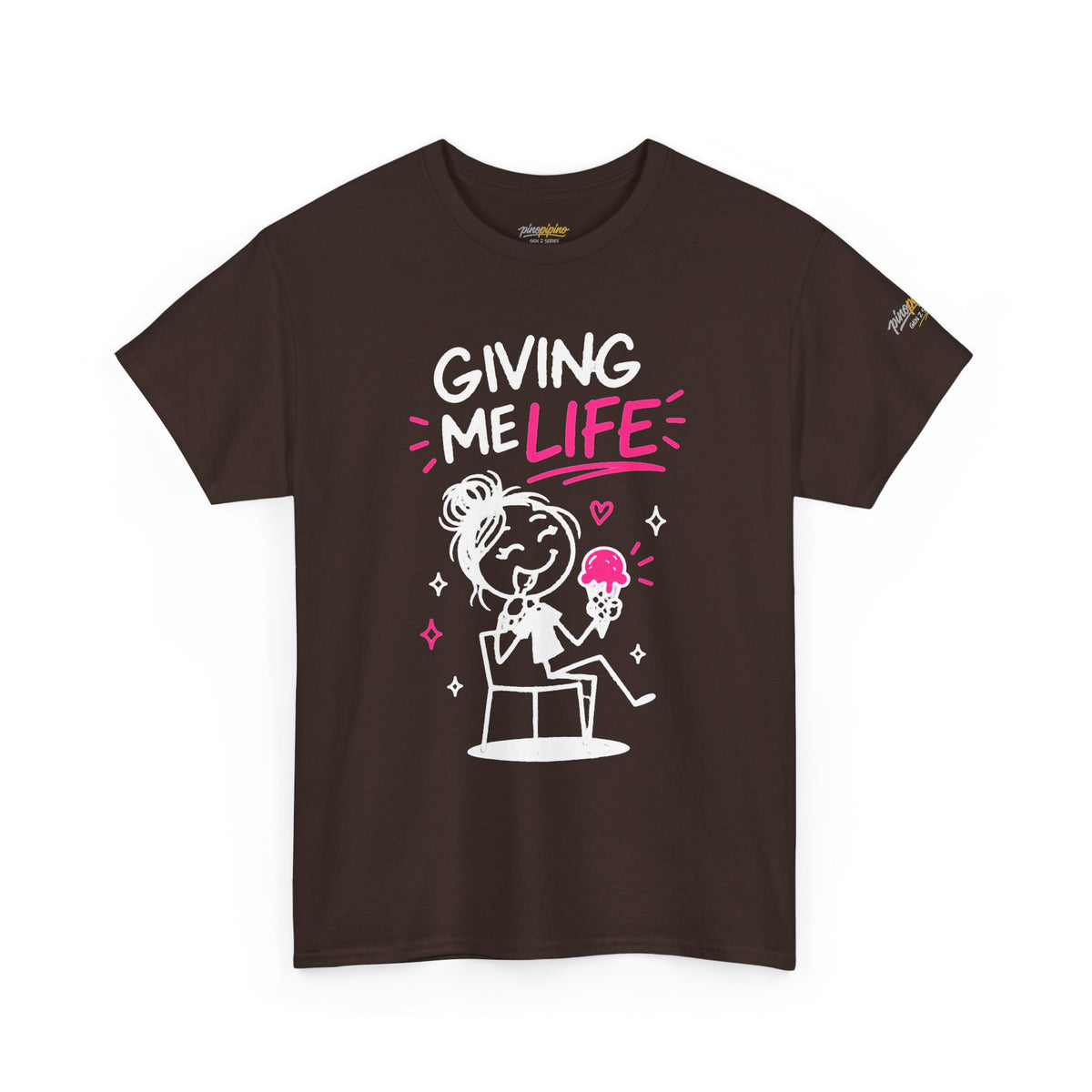 Cute "Giving Me Life" Graphic Sketch Cotton T‑Shirt