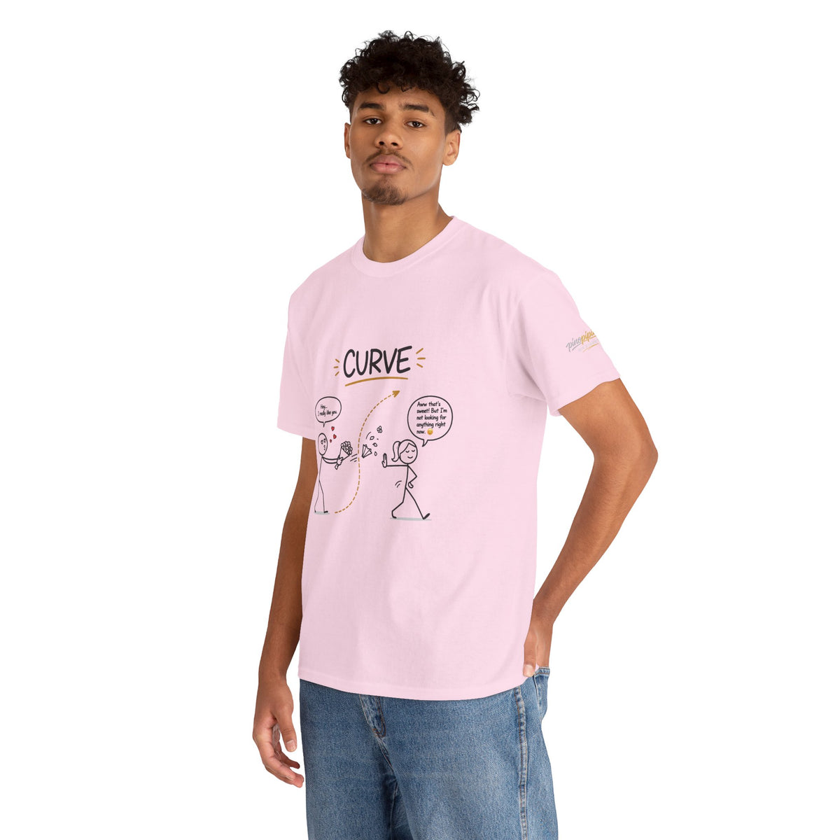 "Curve" Graphic Tee — Funny Gen Z Slang Stick Figure T-Shirt
