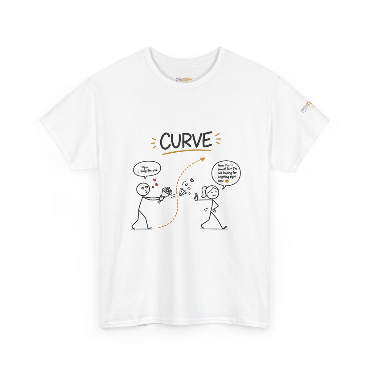 "Curve" Graphic Tee — Funny Gen Z Slang Stick Figure T-Shirt