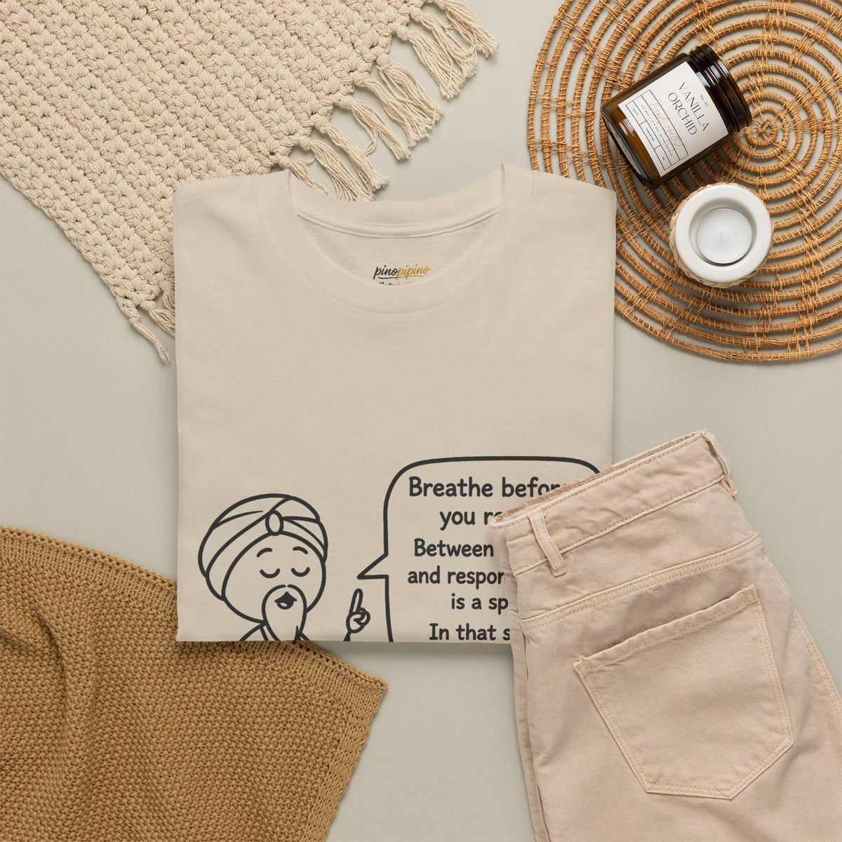 Mindful Guru T‑Shirt — "Breathe before you react" Meditation Tee