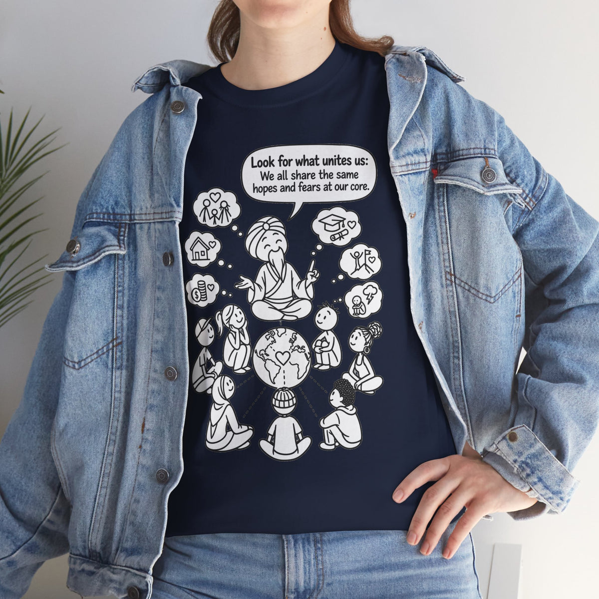 "Look for what unites us" Community Peace Crewneck Tee