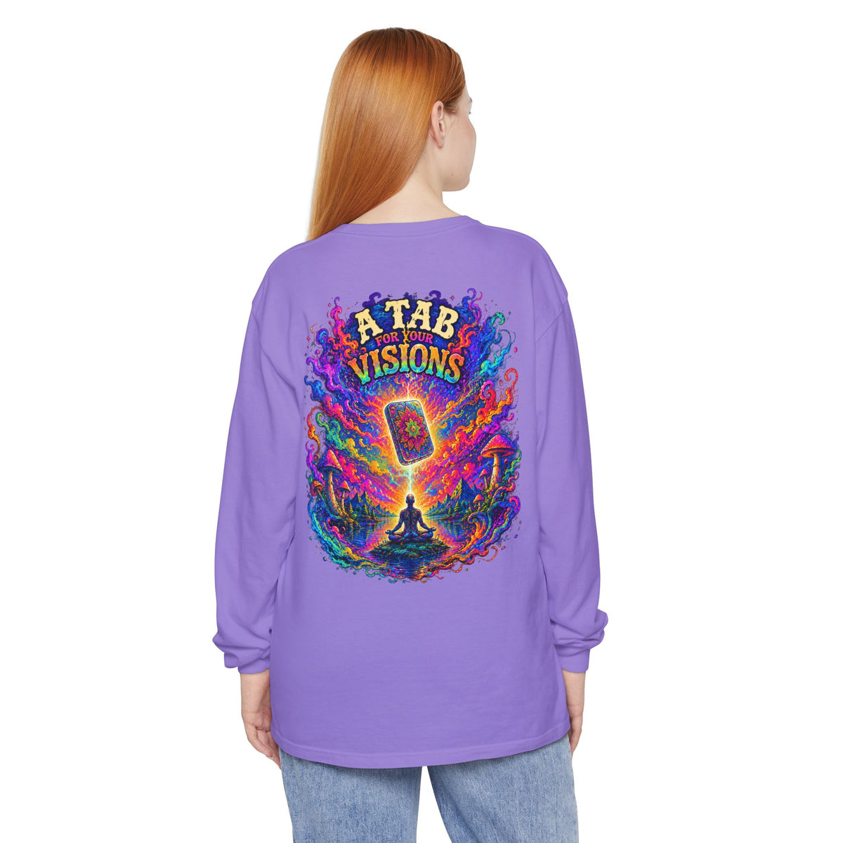 "A Tab for Your Visions" Long Sleeve Psychedelic T‑Shirt