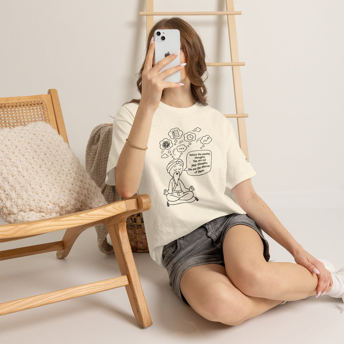 Meditation Guru Tee - "Notice the passing thoughts" Mindfulness T-Shirt
