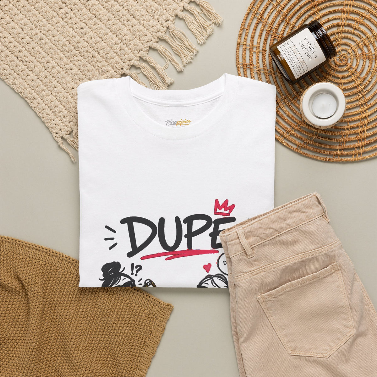 "Dupe" Shopping Cartoon Tee — Funny Gen Z Slang