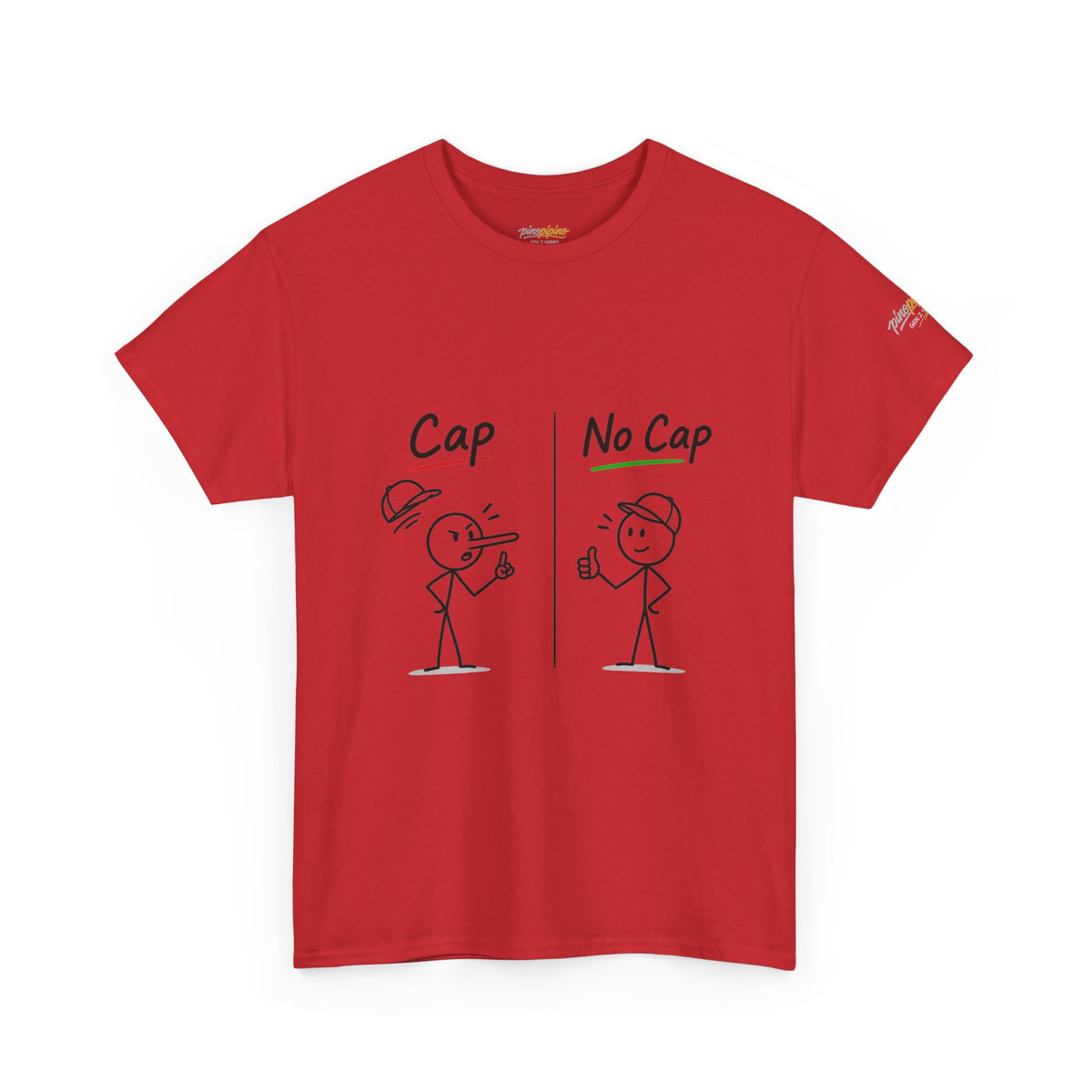 "Cap vs No Cap" T-Shirt – Funny Stick Figure Meme Tee