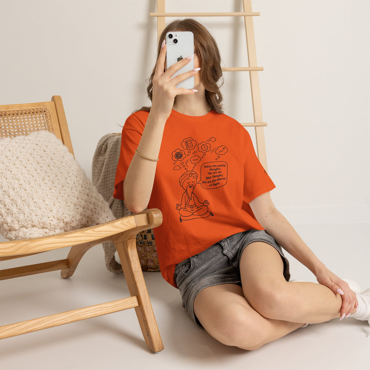 Meditation Guru Tee - "Notice the passing thoughts" Mindfulness T-Shirt