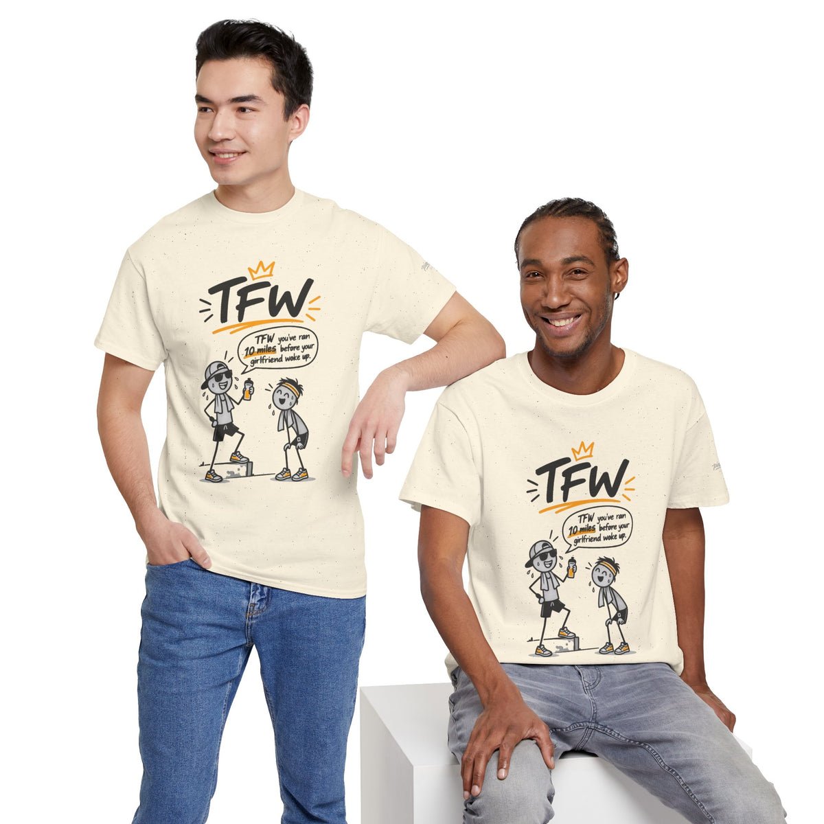 "TFW" Funny Cartoon Tee — "TFW you've ran 10 miles before your girlfriend woke up"