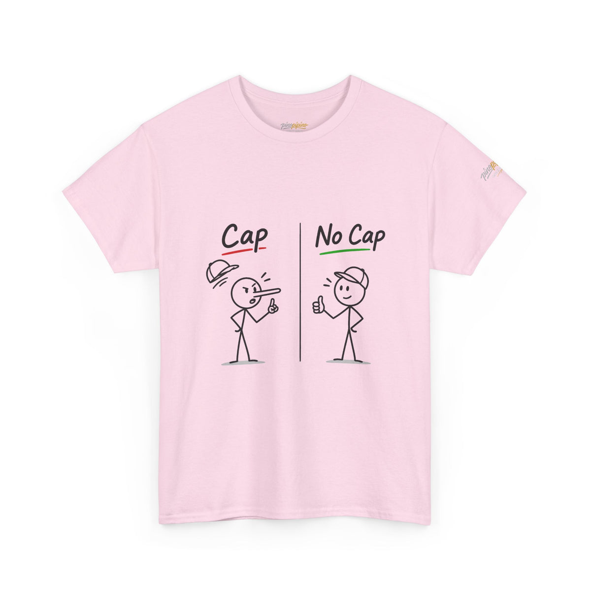 "Cap vs No Cap" T-Shirt – Funny Stick Figure Meme Tee