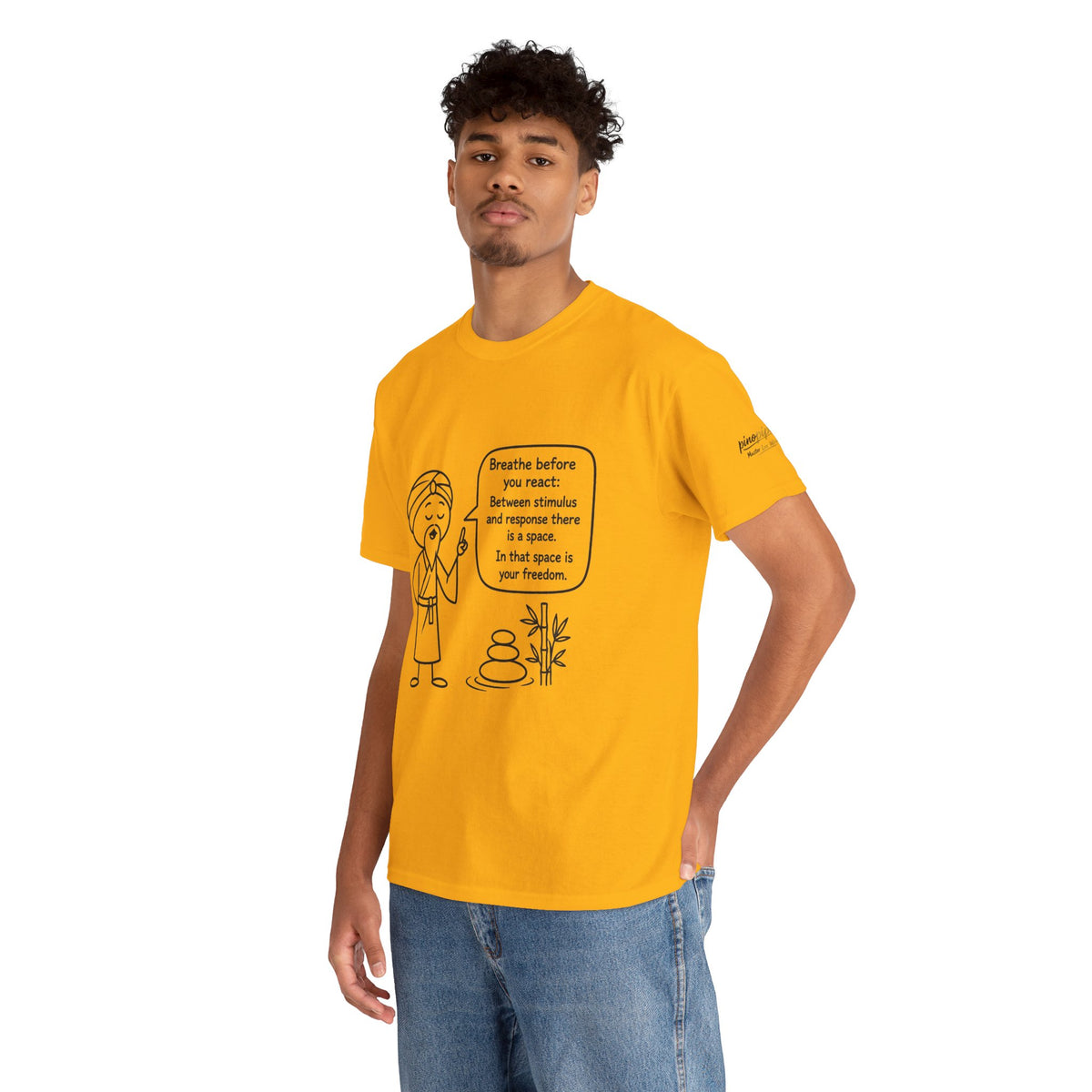 Mindful Guru T‑Shirt — "Breathe before you react" Meditation Tee