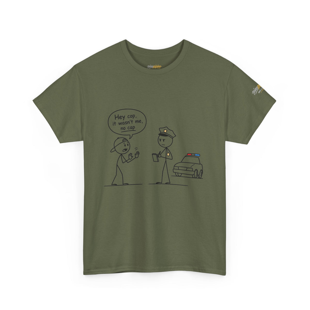 Funny "Hey Cop, It Wasn't Me, No Cap" Police Cartoon Tee