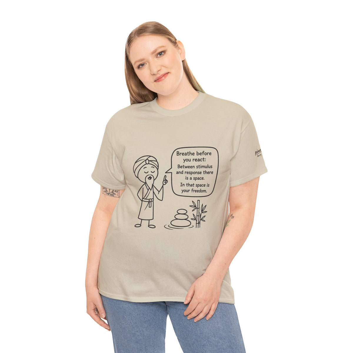 Mindful Guru T‑Shirt — "Breathe before you react" Meditation Tee