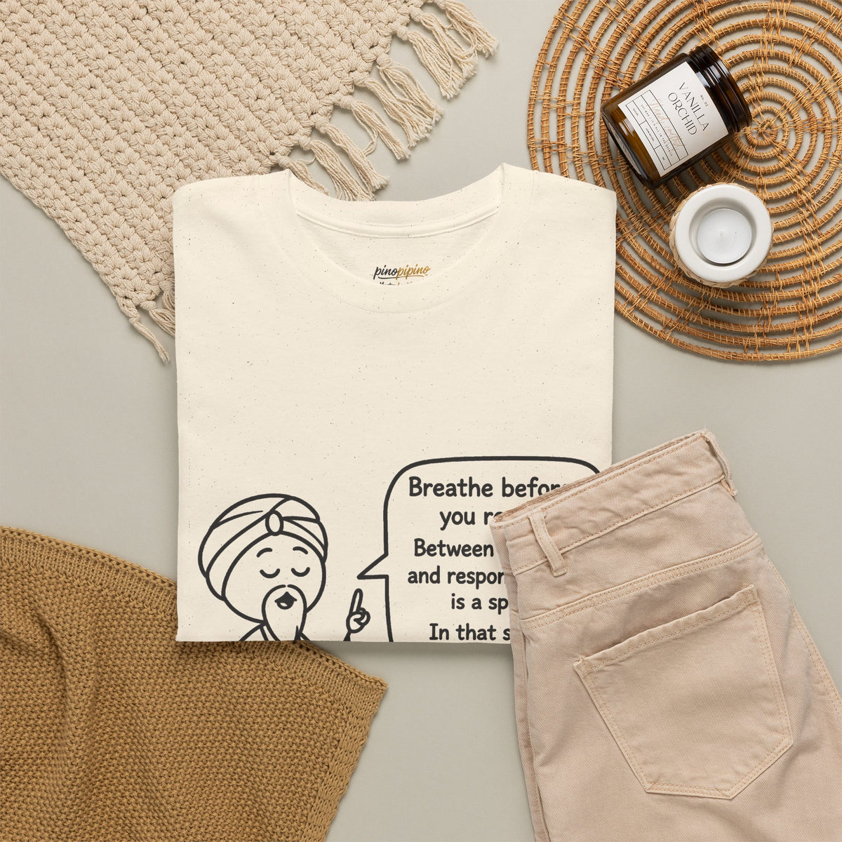 Mindful Guru T‑Shirt — "Breathe before you react" Meditation Tee
