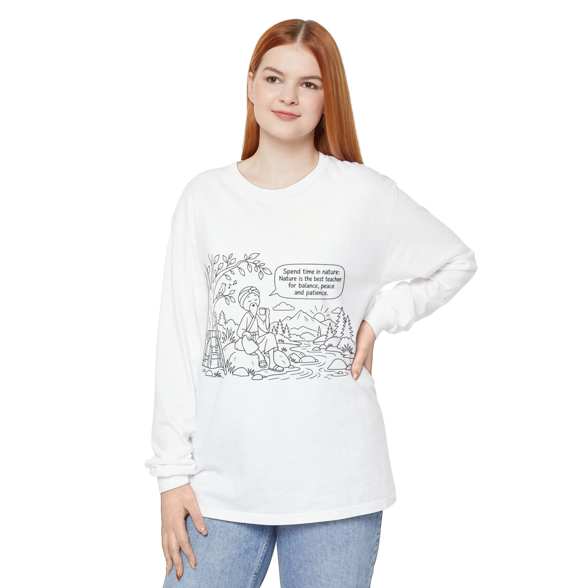 Long Sleeve T‑Shirt — "Spend time in nature" Hiking Graphic Tee