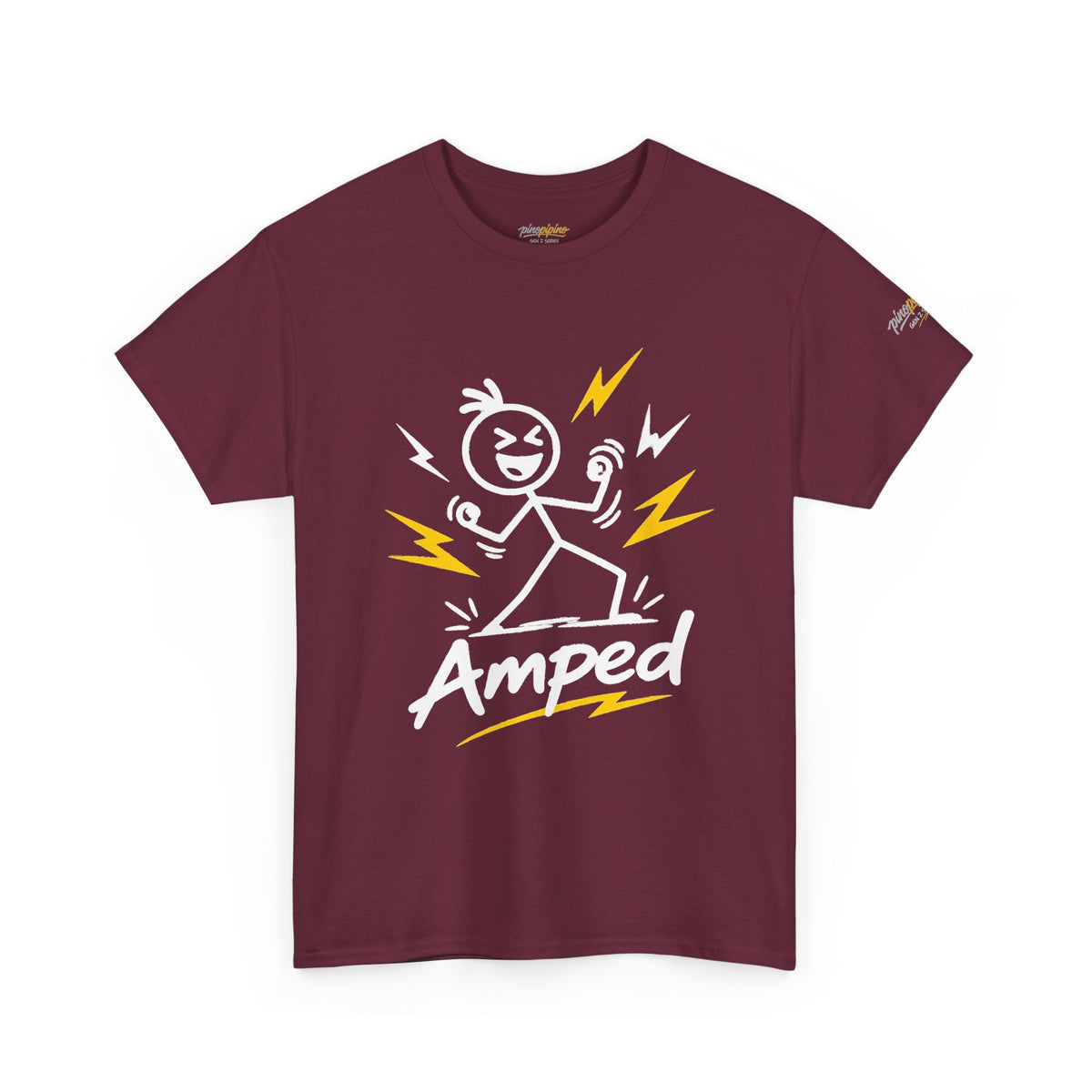 "Amped" Lightning Bolt Tee — Minimal Gen Z Slang Graphic T-Shirt