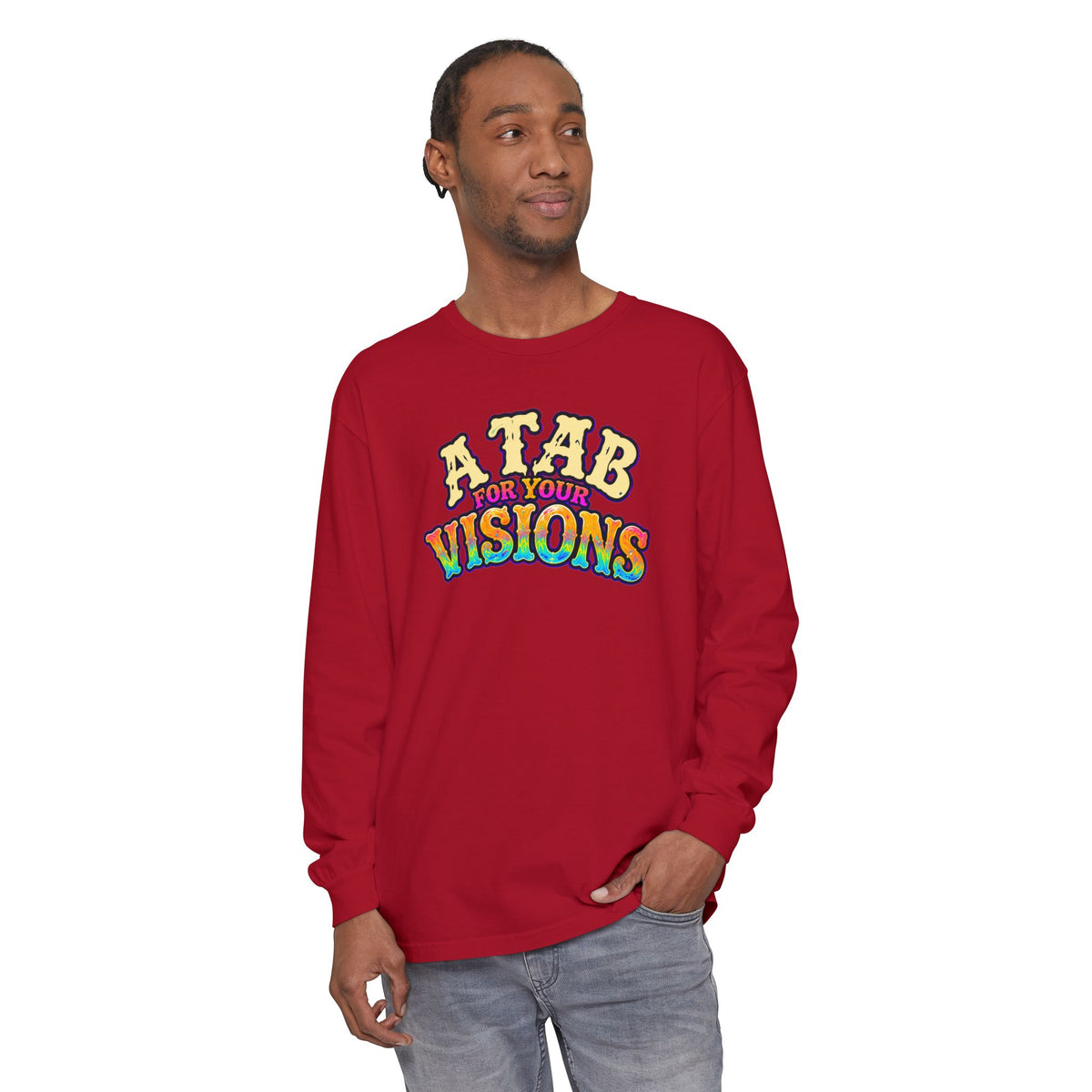 "A Tab for Your Visions" Long Sleeve Psychedelic T‑Shirt