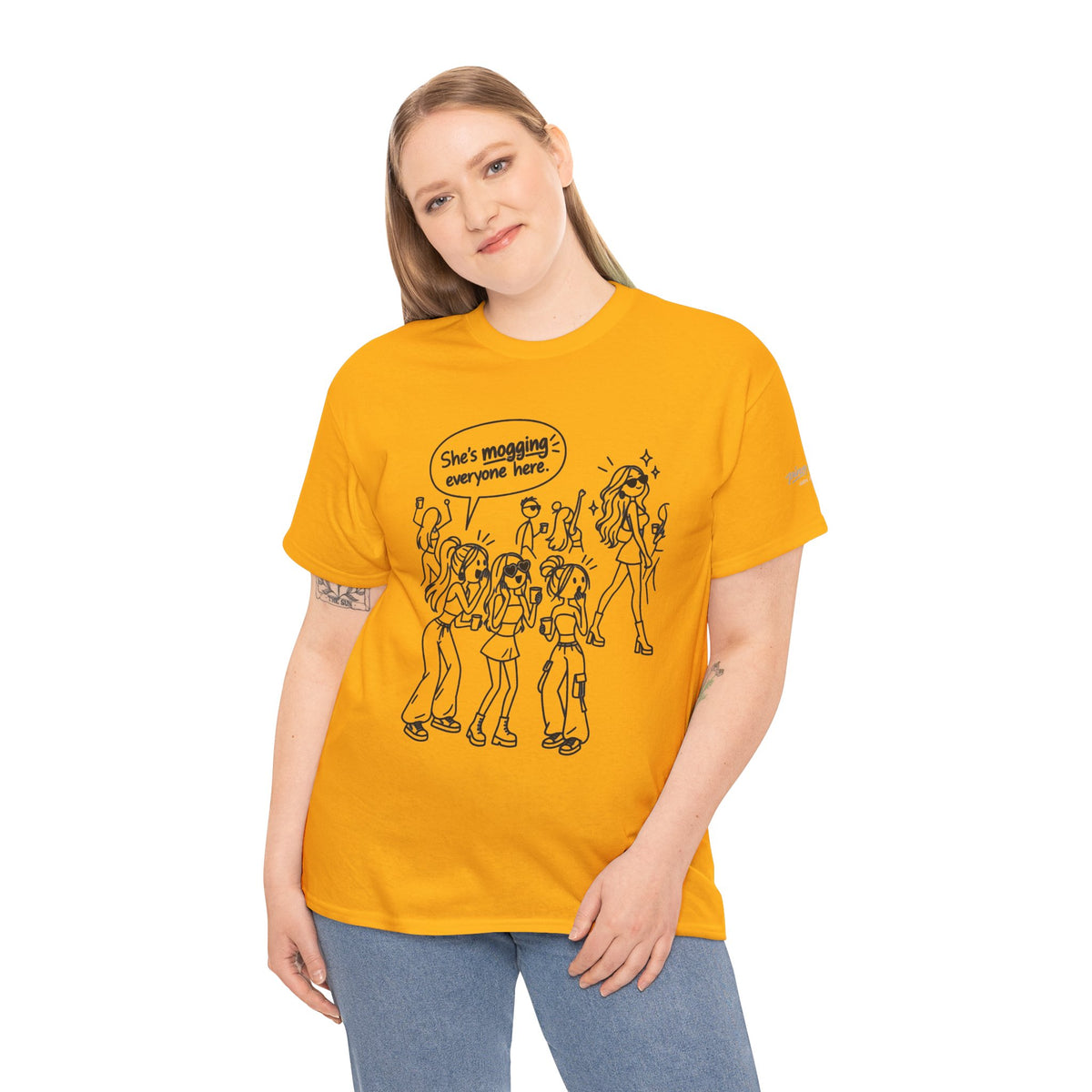 "She's mogging everyone here" Cartoon Tee