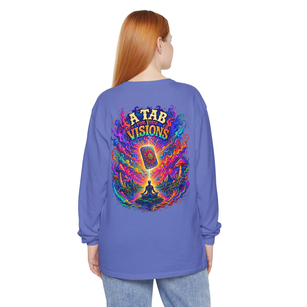 "A Tab for Your Visions" Long Sleeve Psychedelic T‑Shirt