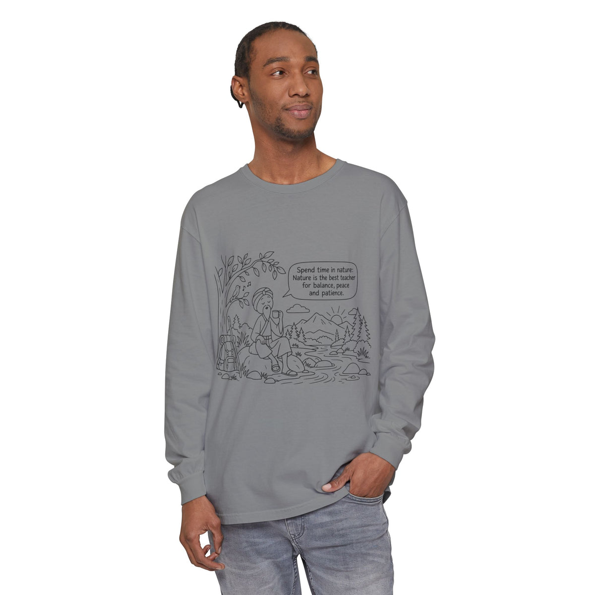 Long Sleeve T‑Shirt — "Spend time in nature" Hiking Graphic Tee