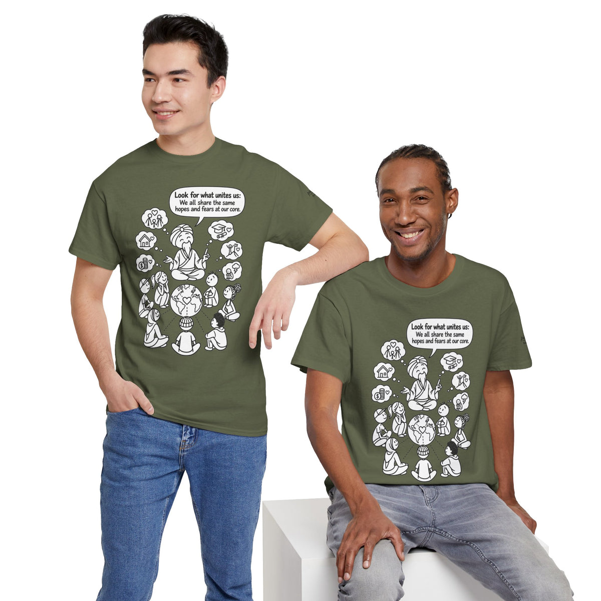 "Look for what unites us" Community Peace Crewneck Tee