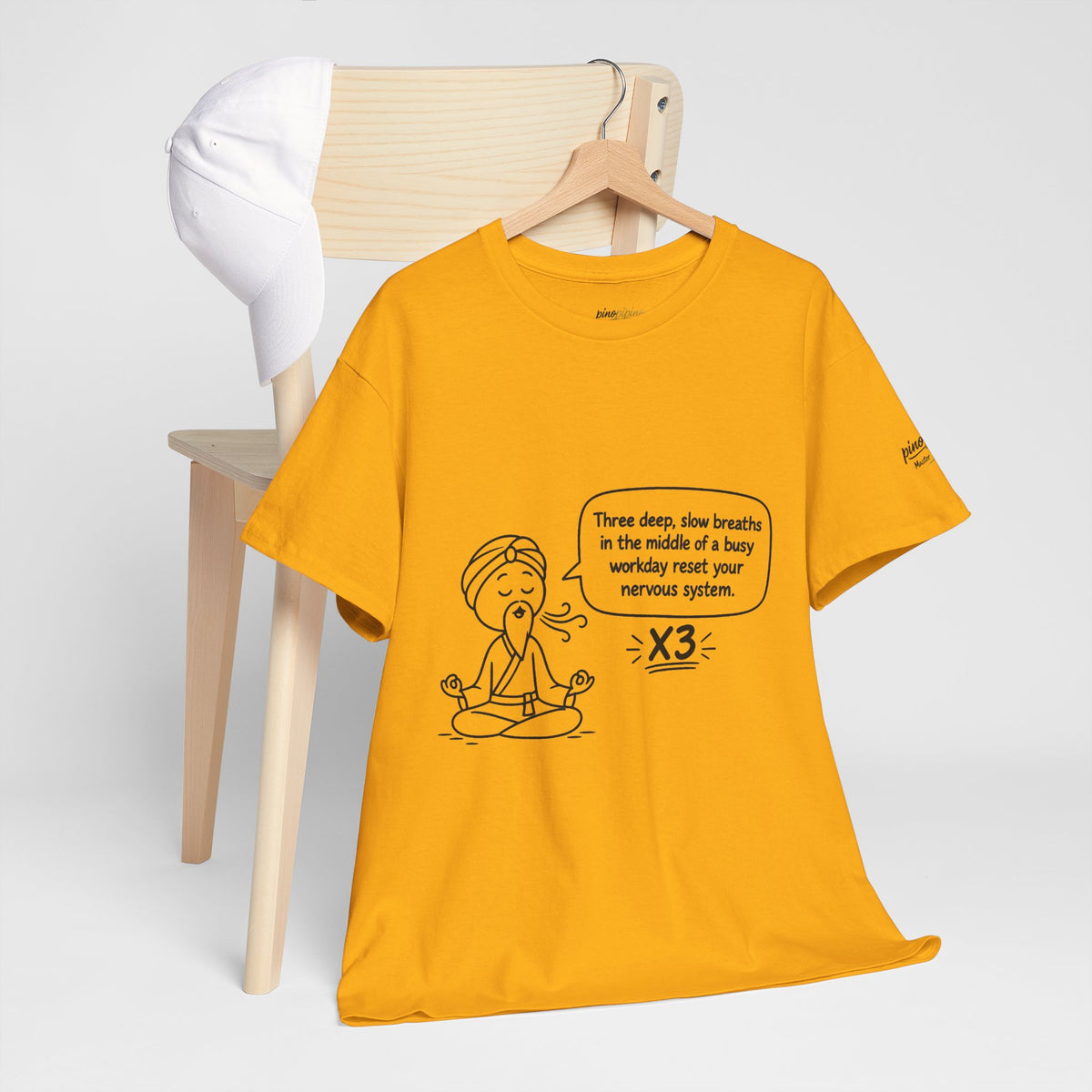 Meditation Reminder Tee — "Three deep, slow breaths" Relaxation T-Shirt