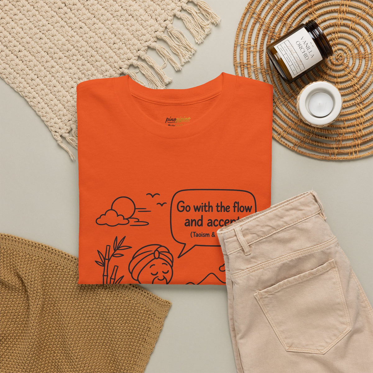 "Go With the Flow" Meditation Tee — Calm Journey Graphic T-Shirt