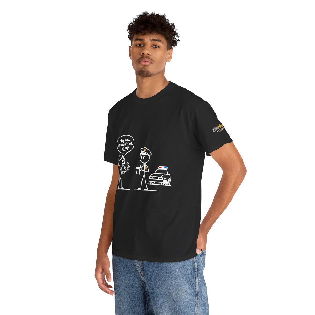Cartoon Minimalist "No Cap" Gen Z Slang Tee