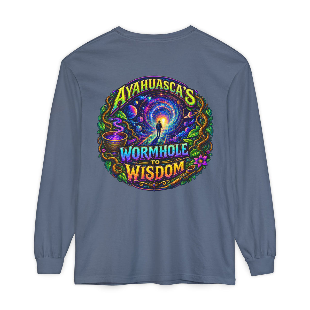 "Ayahuasca’s Wormhole to Wisdom" Psychedelic Long Sleeve Tee
