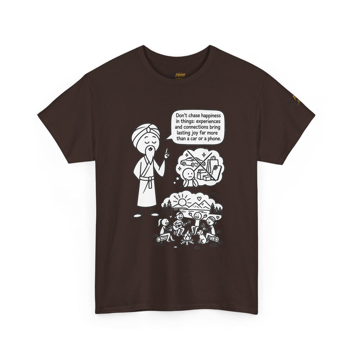 Mindful Graphic Tee – "Don't Chase Happiness in things" Illustration Shirt