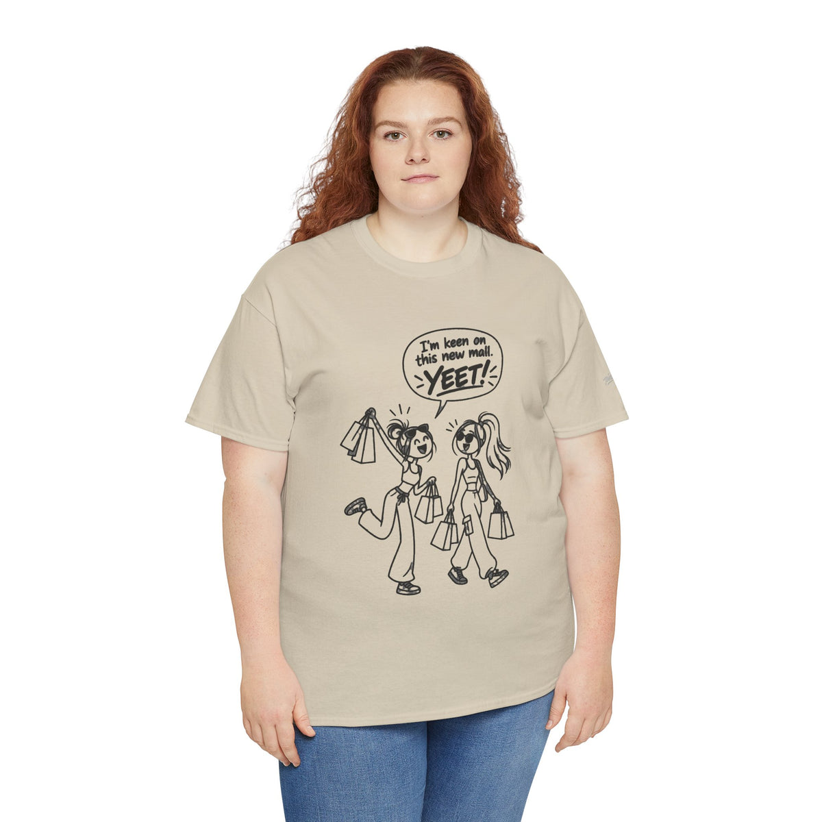Graphic Tee — "I’m keen on this new mall. YEET" Shopping Cartoon Shirt