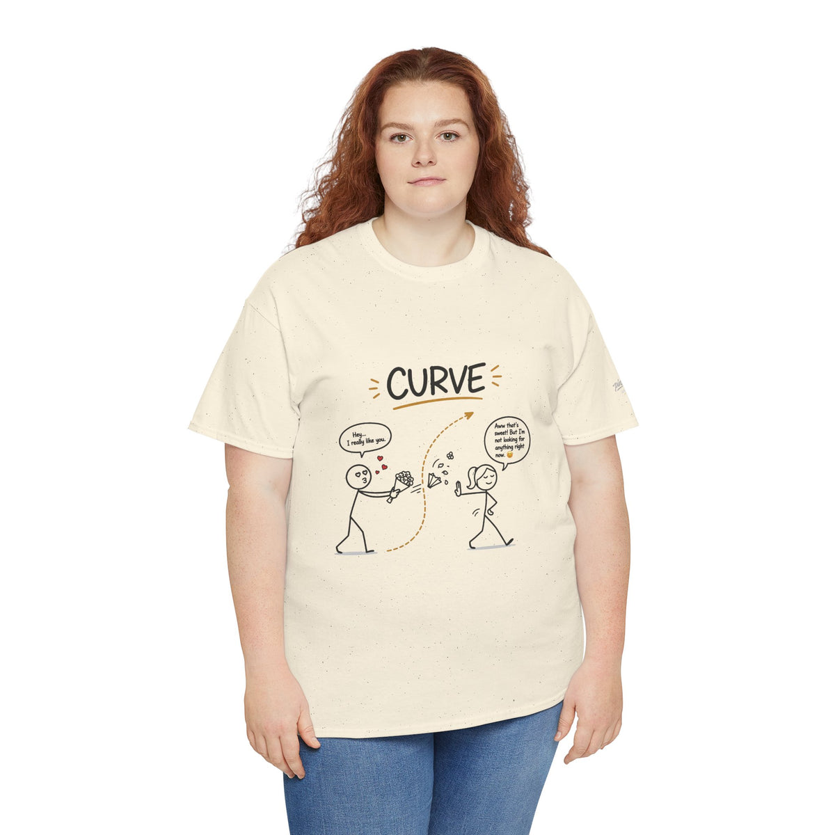 "Curve" Graphic Tee — Funny Gen Z Slang Stick Figure T-Shirt