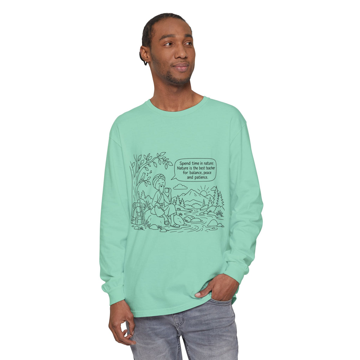 Long Sleeve T‑Shirt — "Spend time in nature" Hiking Graphic Tee