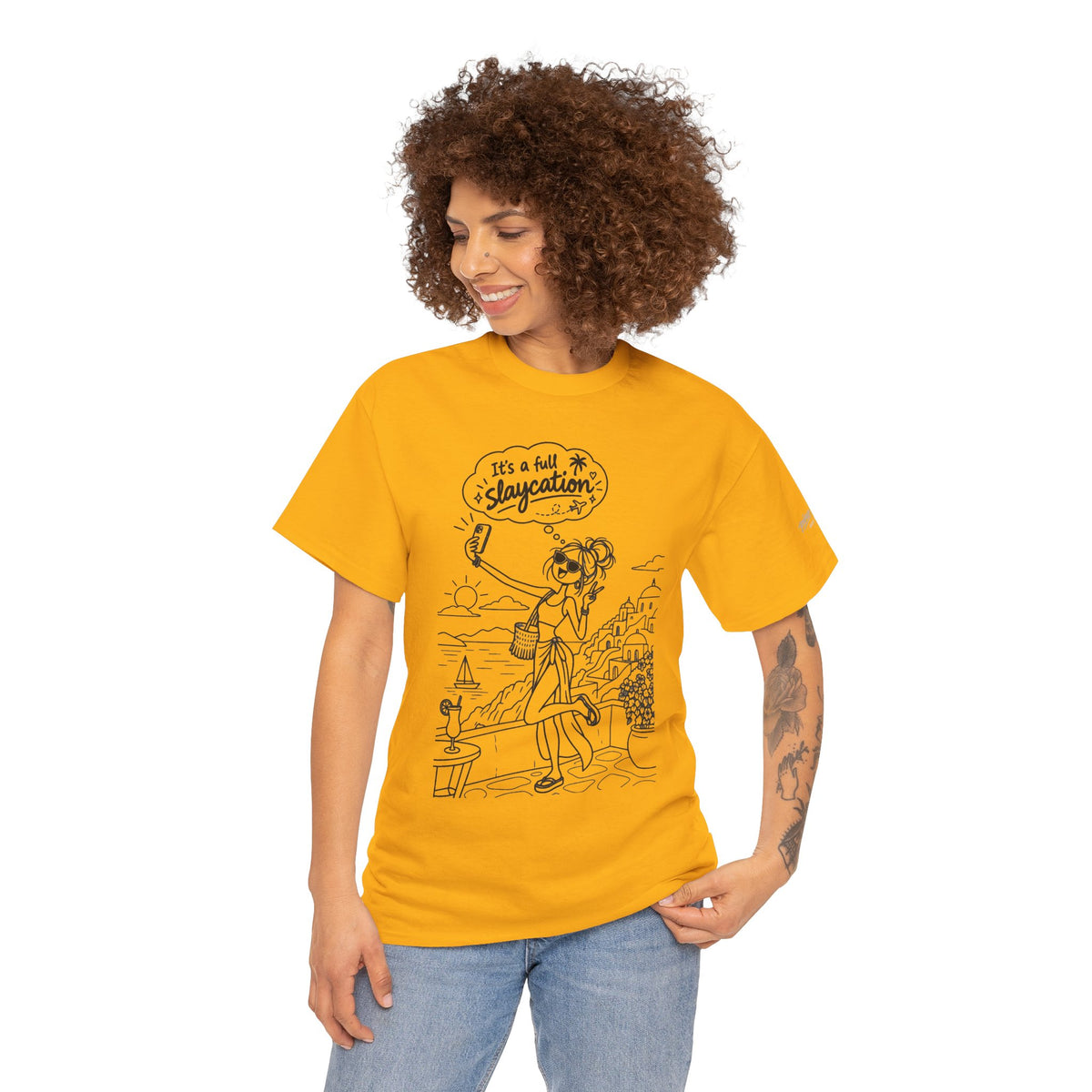 T-Shirt — "It's a Slaycation" Retro Beach Girl Graphic Tee